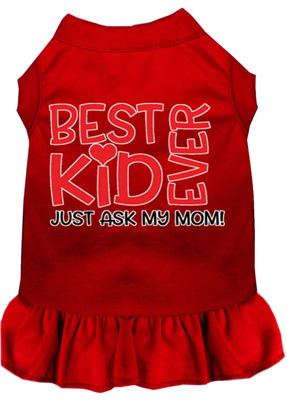 Ask My Mom Screen Print Dog Dress Red 4x (22)