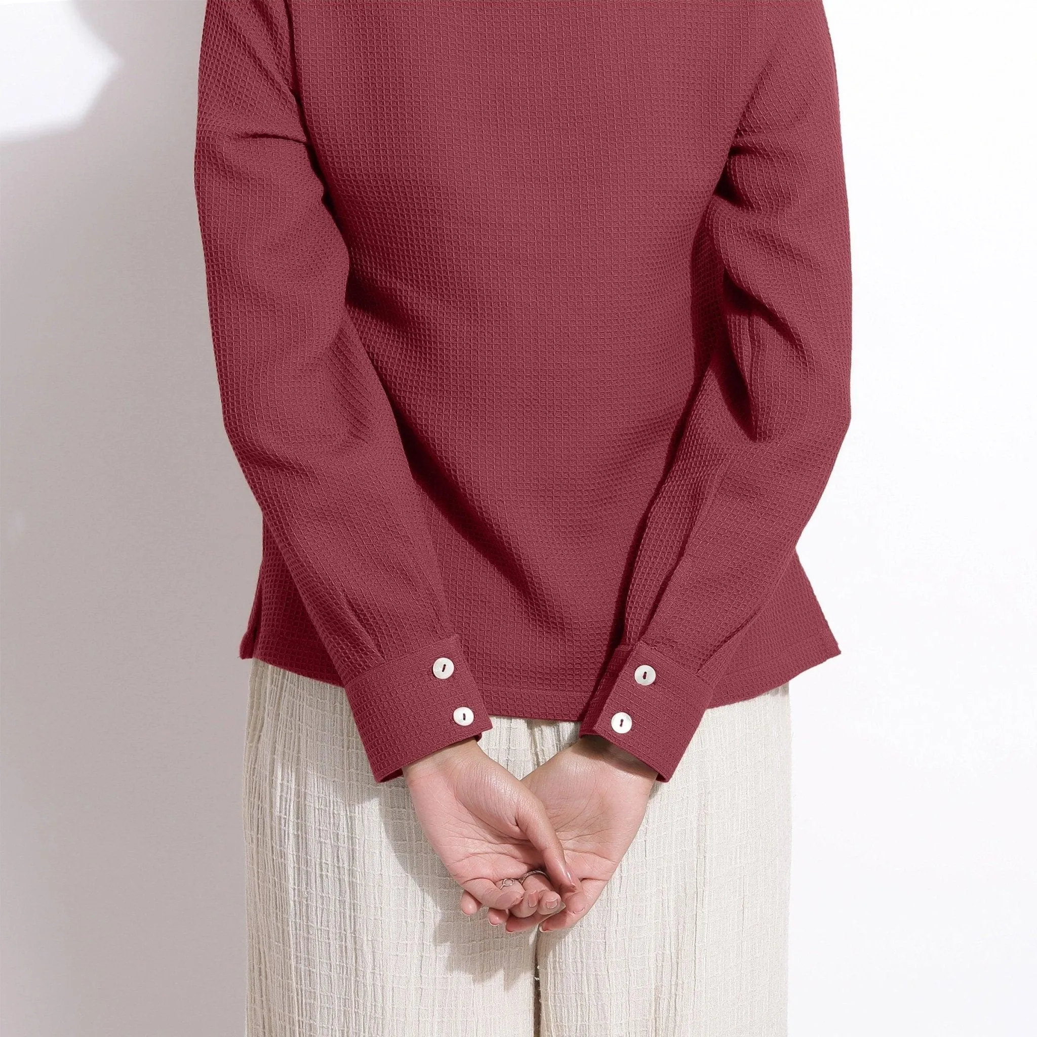 Barn Red Warm Cotton Honeycomb Waffle Polo Shirt