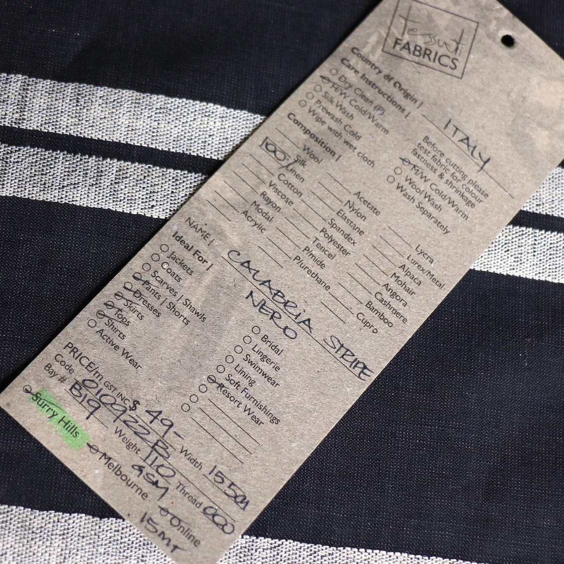 Calabria Stripe Nero Linen