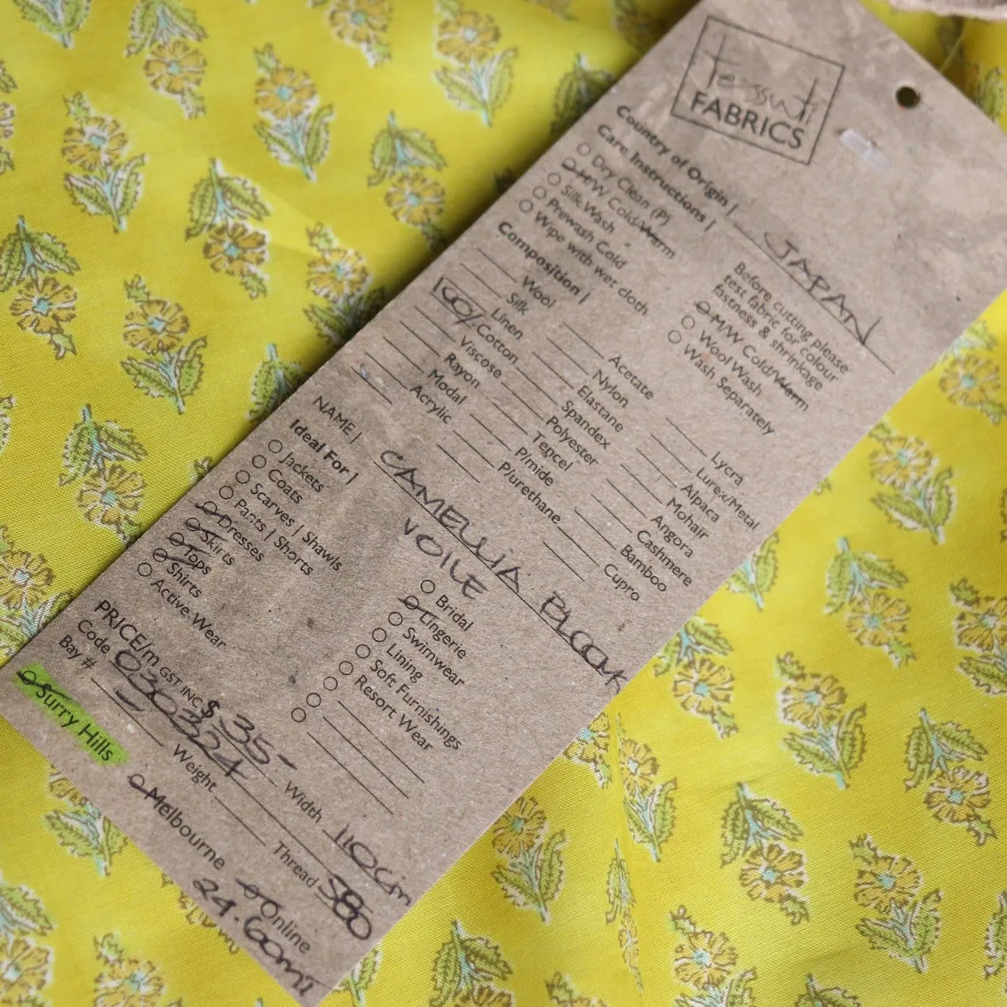 Camellia Blooms Cotton Voile