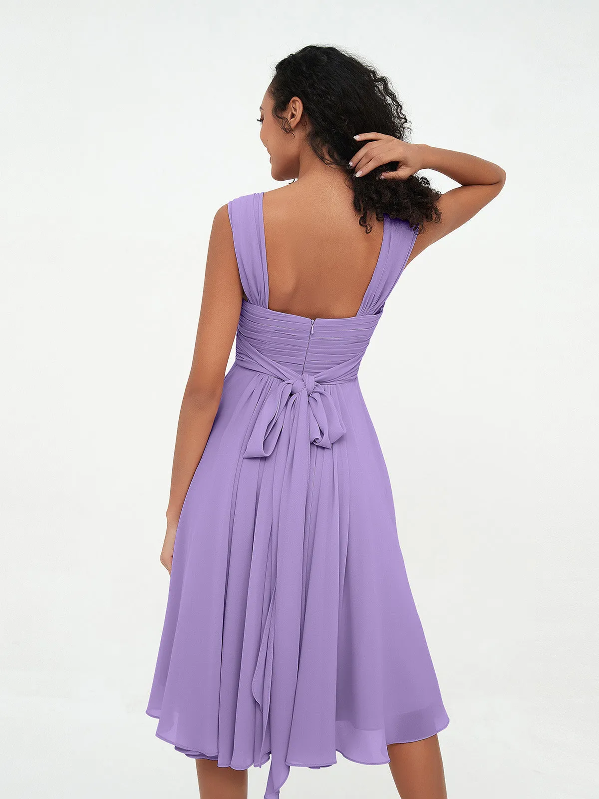 Chiffon Empire Short Dresses with Pockets-Tahiti