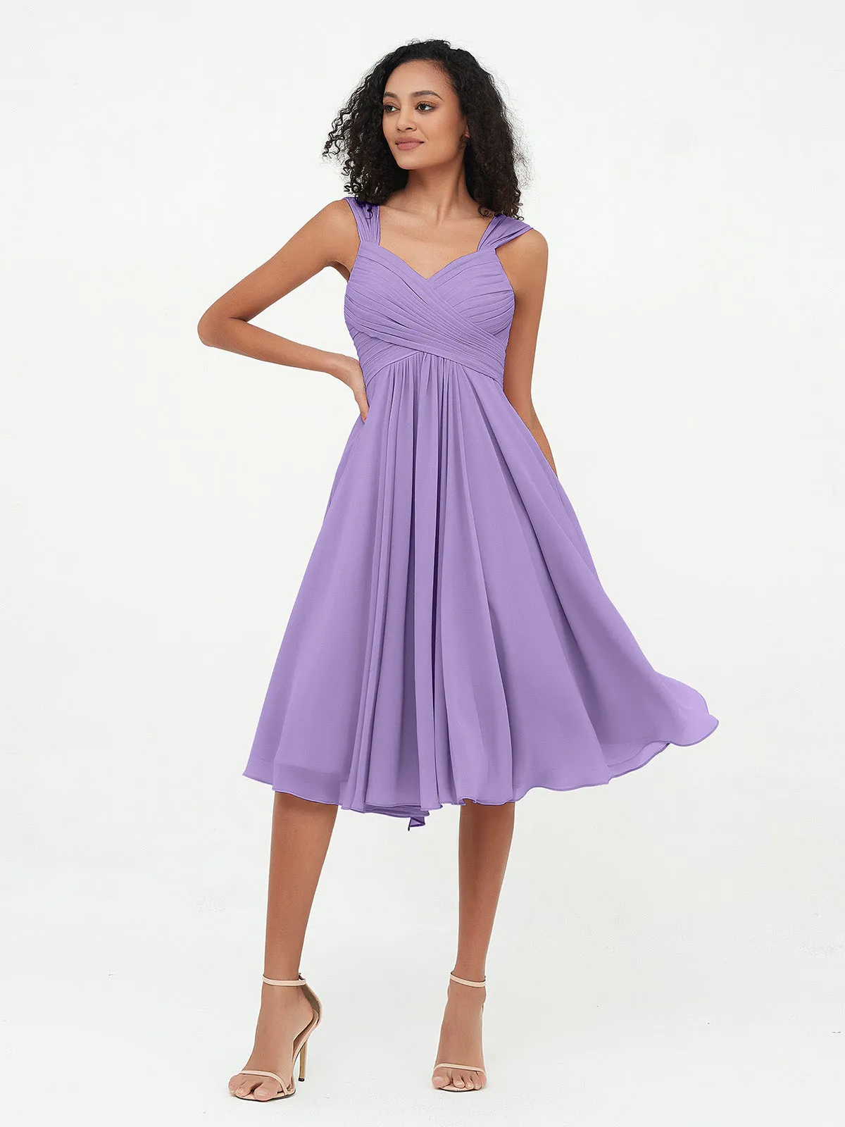 Chiffon Empire Short Dresses with Pockets-Tahiti