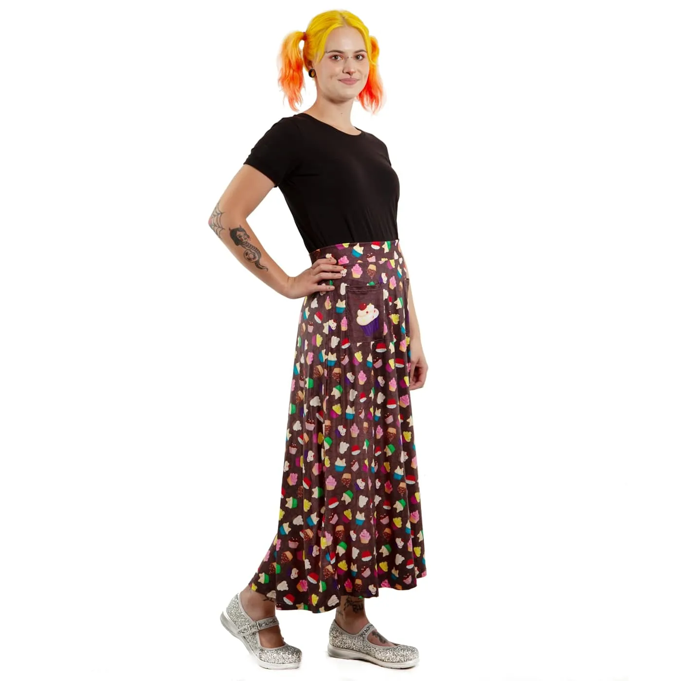 Chocolate Patty Cakes Maxi Skirt With Pockets