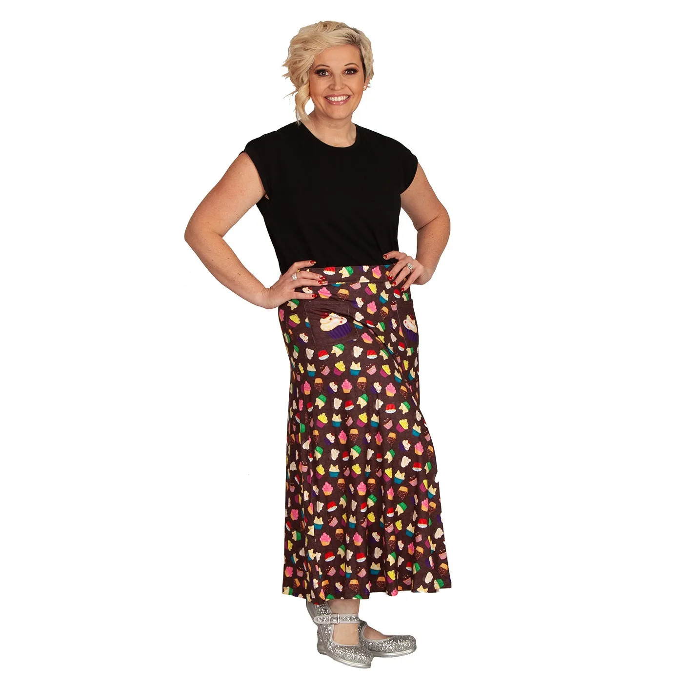 Chocolate Patty Cakes Maxi Skirt With Pockets