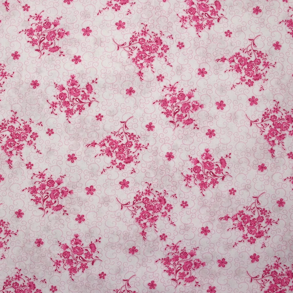 Coton imprimé fleurs Jeanne fond blanc