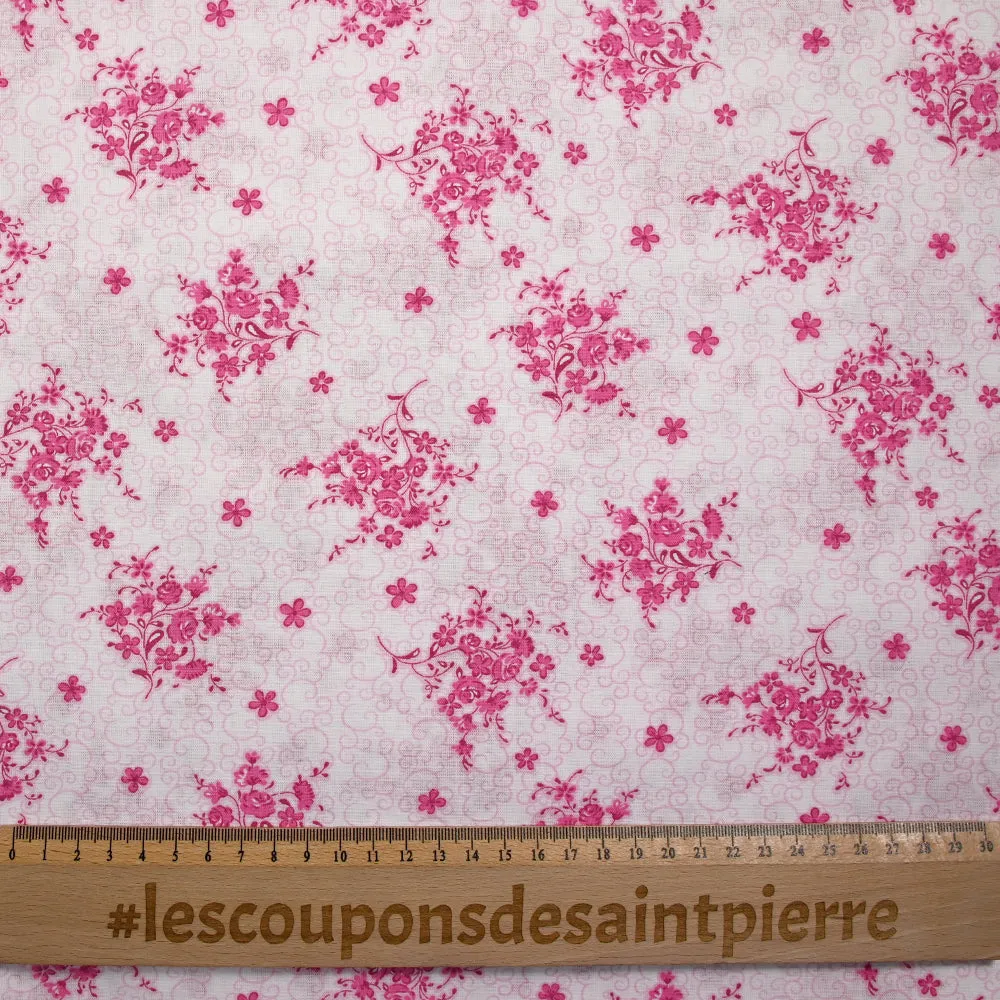 Coton imprimé fleurs Jeanne fond blanc