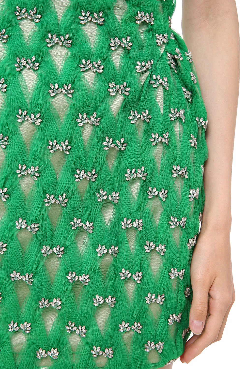 Couture Bamboo Corset Mini Dress with Swarovski Crystals