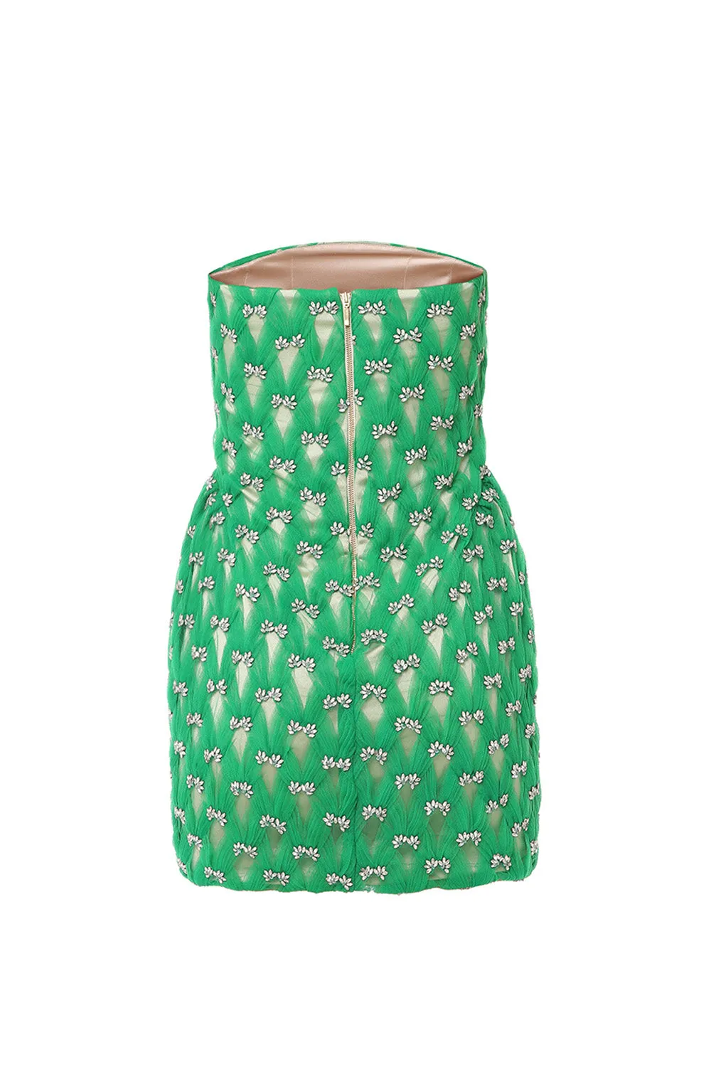 Couture Bamboo Corset Mini Dress with Swarovski Crystals