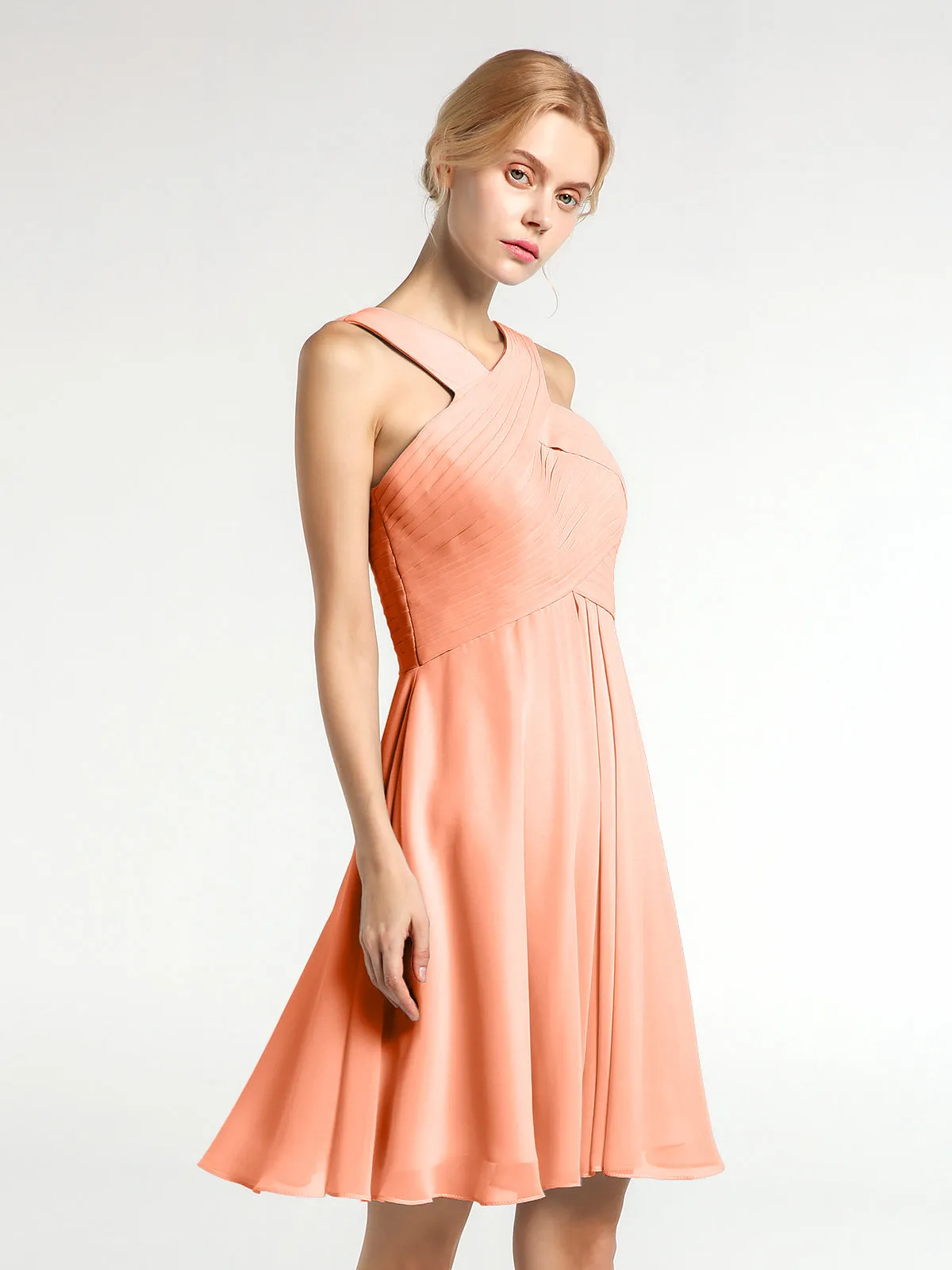 Cross Front Empire Waist Short Bridesmaid Dress Papaya Plus Size