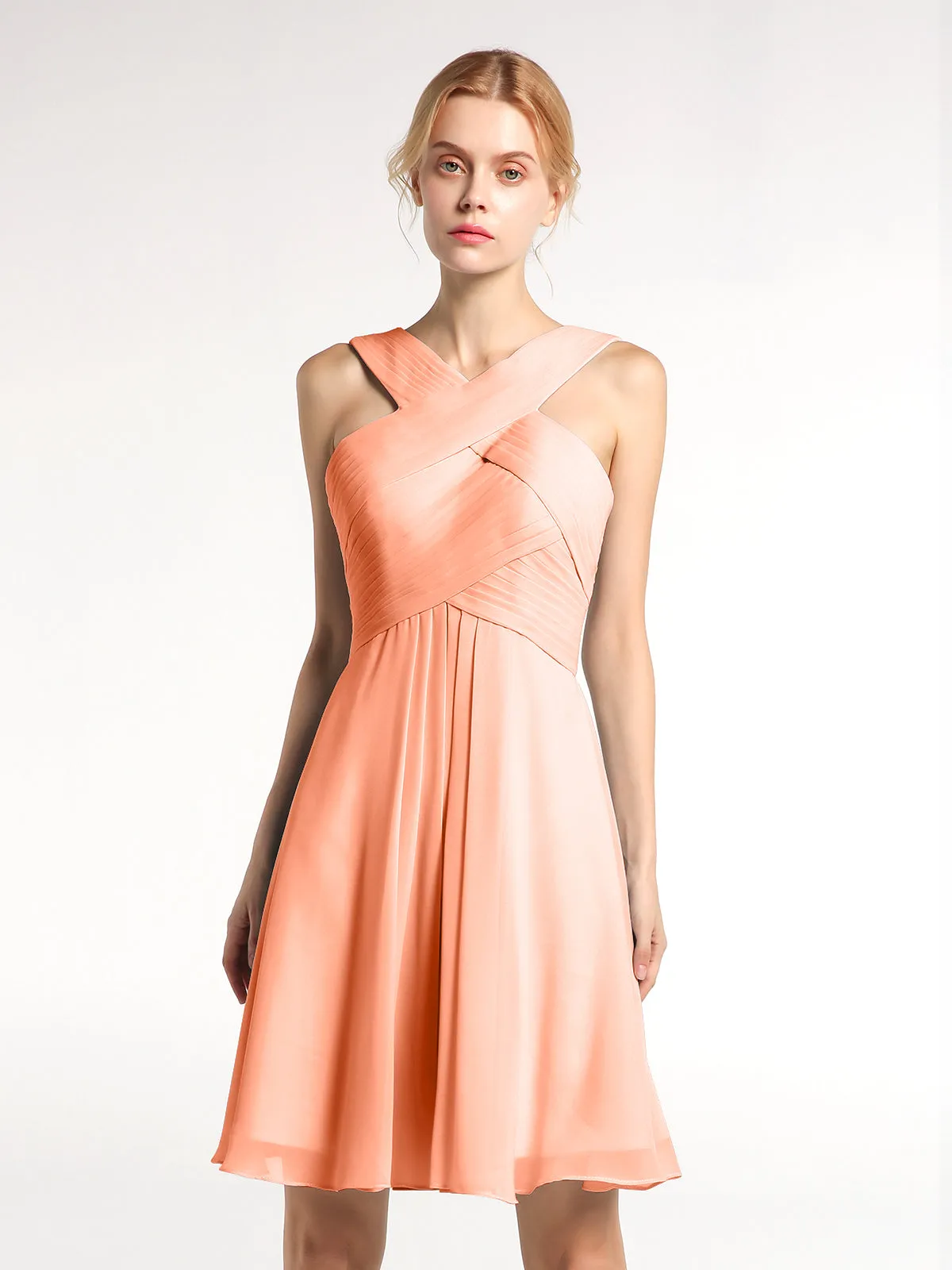 Cross Front Empire Waist Short Bridesmaid Dress Papaya Plus Size
