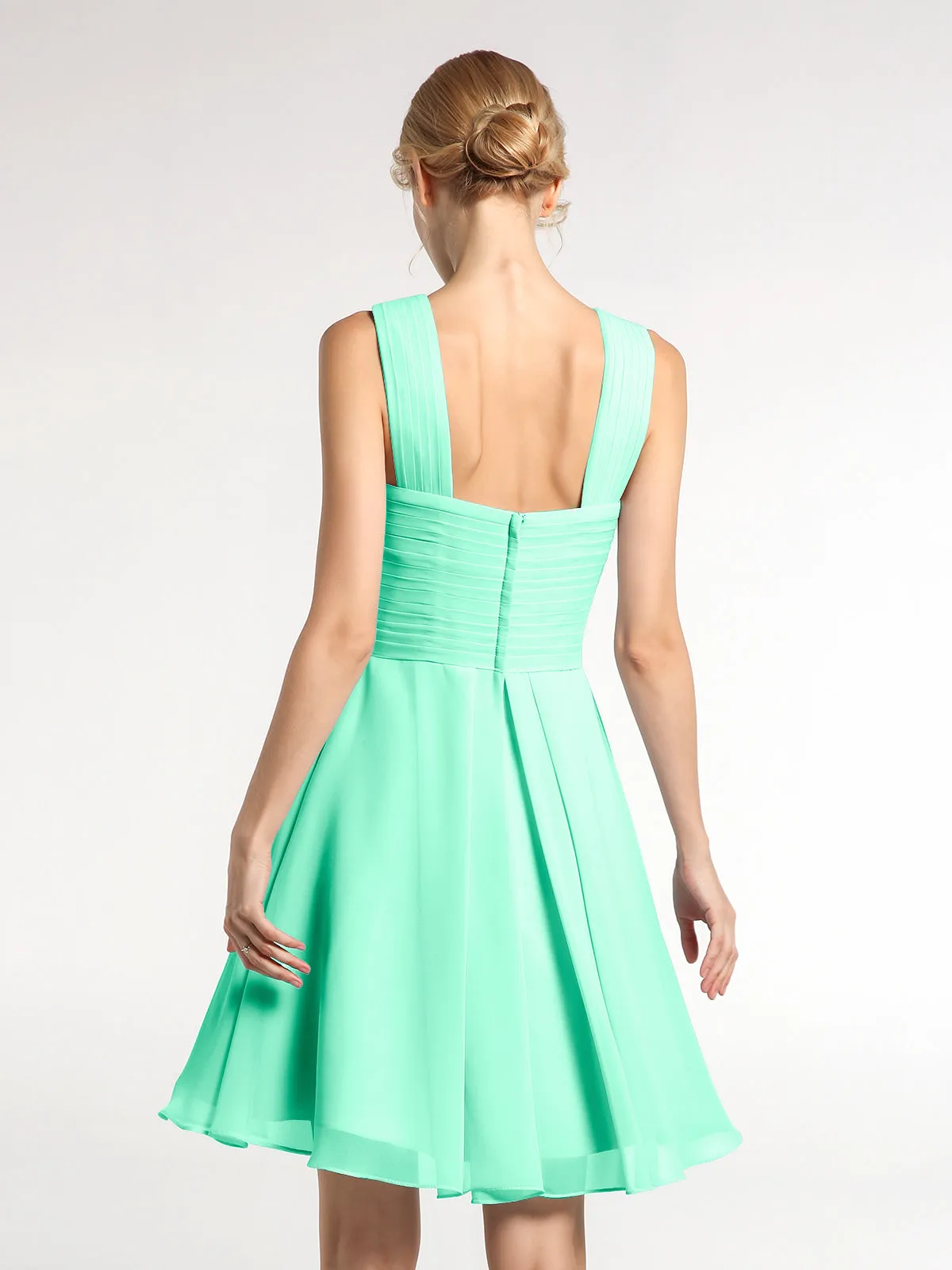 Cross Front Empire Waist Short Bridesmaid Dress Turquoise Plus Size