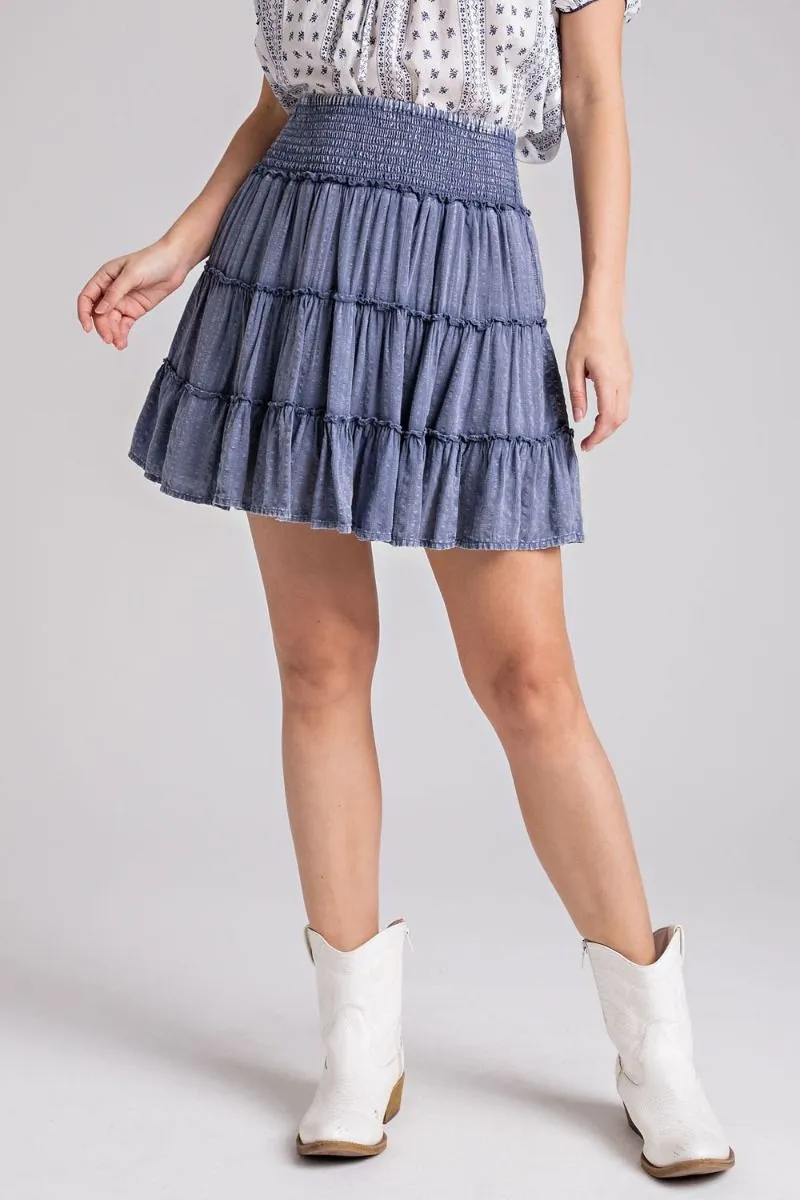 Denim Mineral Washed Mini Skirt
