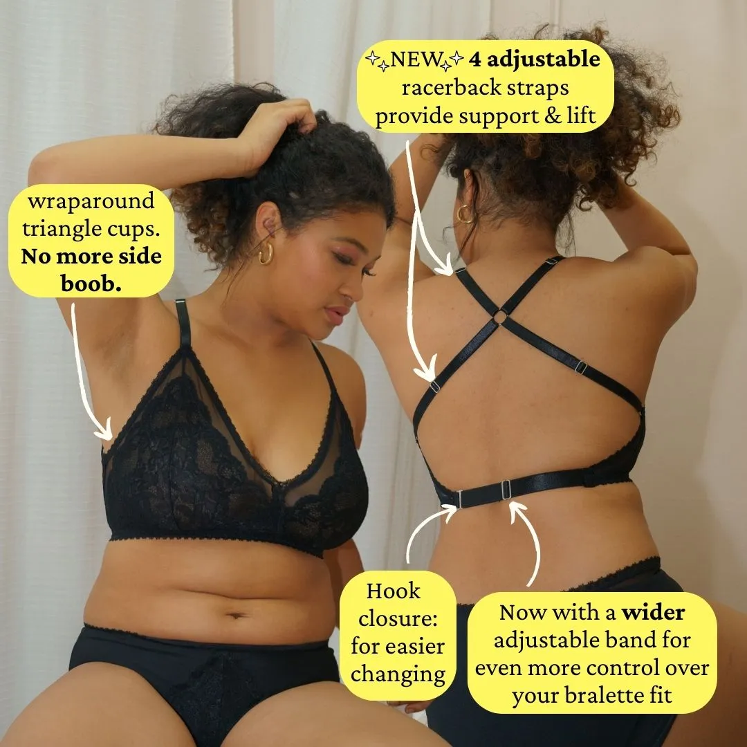 Lacey Racerback Bralette in Black