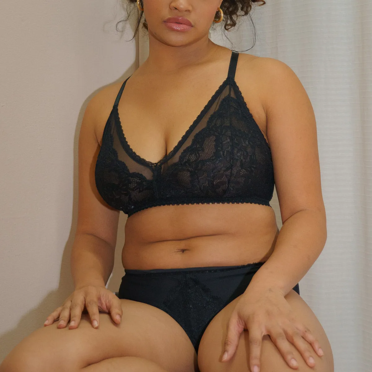 Lacey Racerback Bralette in Black