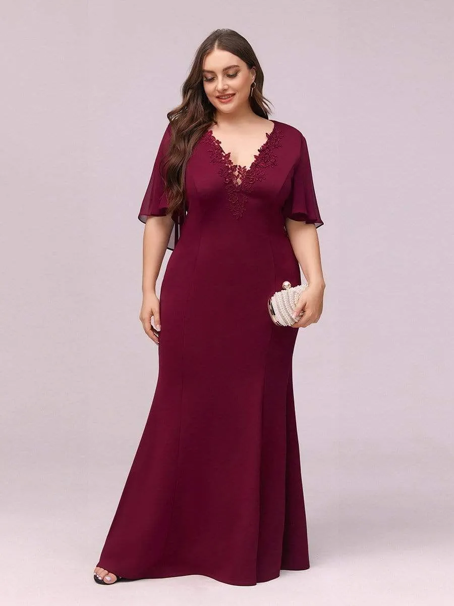 Maxi Plus Size Deep V-neck Mermaid Evening Dresses for Women