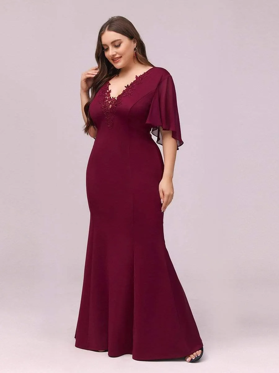 Maxi Plus Size Deep V-neck Mermaid Evening Dresses for Women