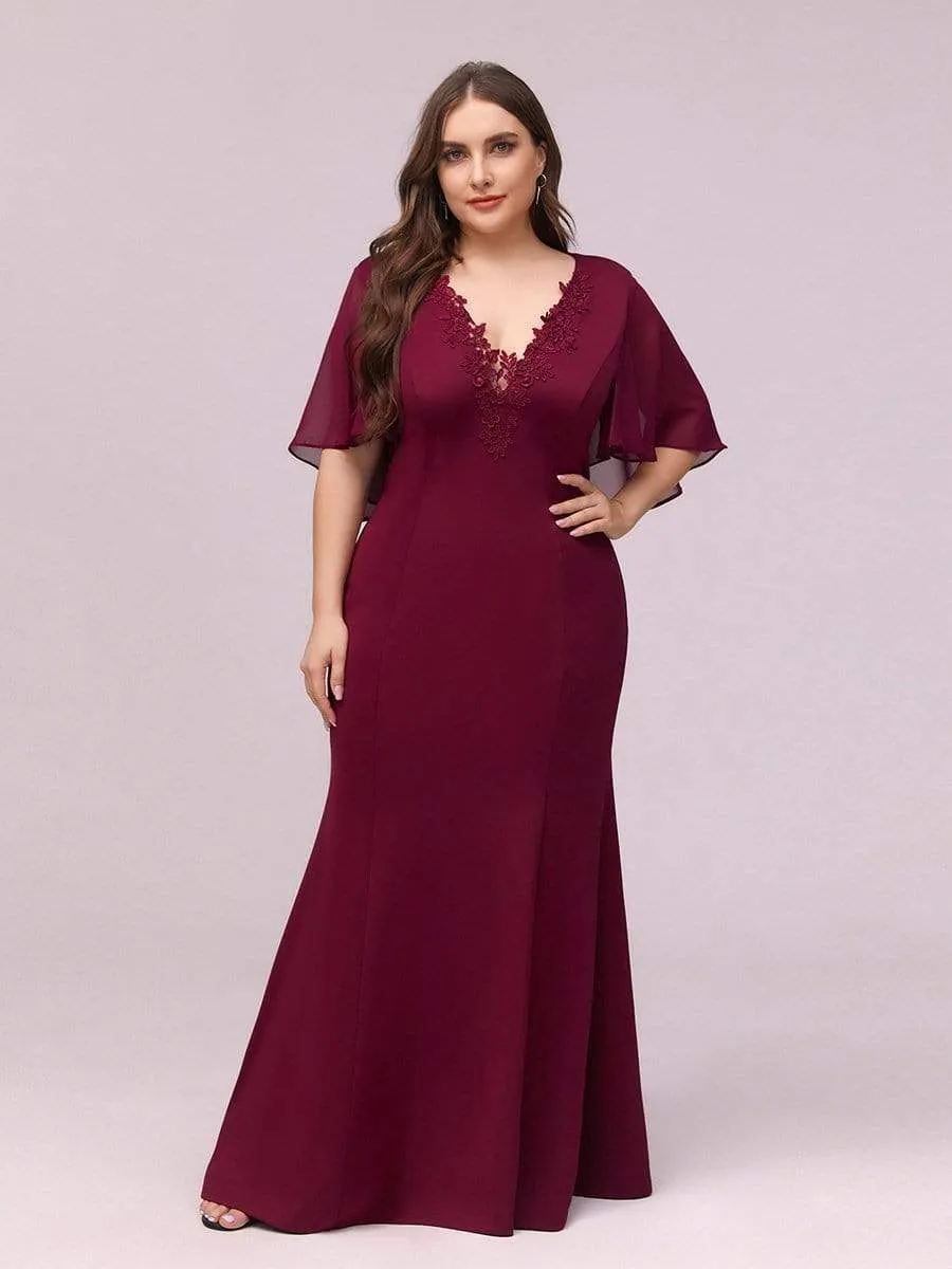 Maxi Plus Size Deep V-neck Mermaid Evening Dresses for Women