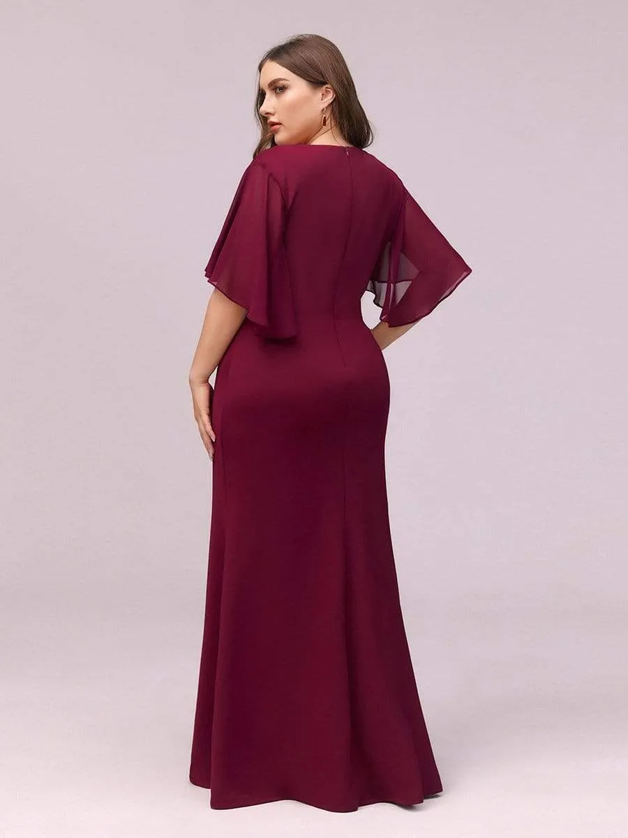 Maxi Plus Size Deep V-neck Mermaid Evening Dresses for Women