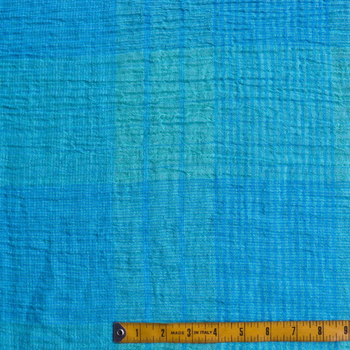 Menorca Aqua Check Crinkle Linen