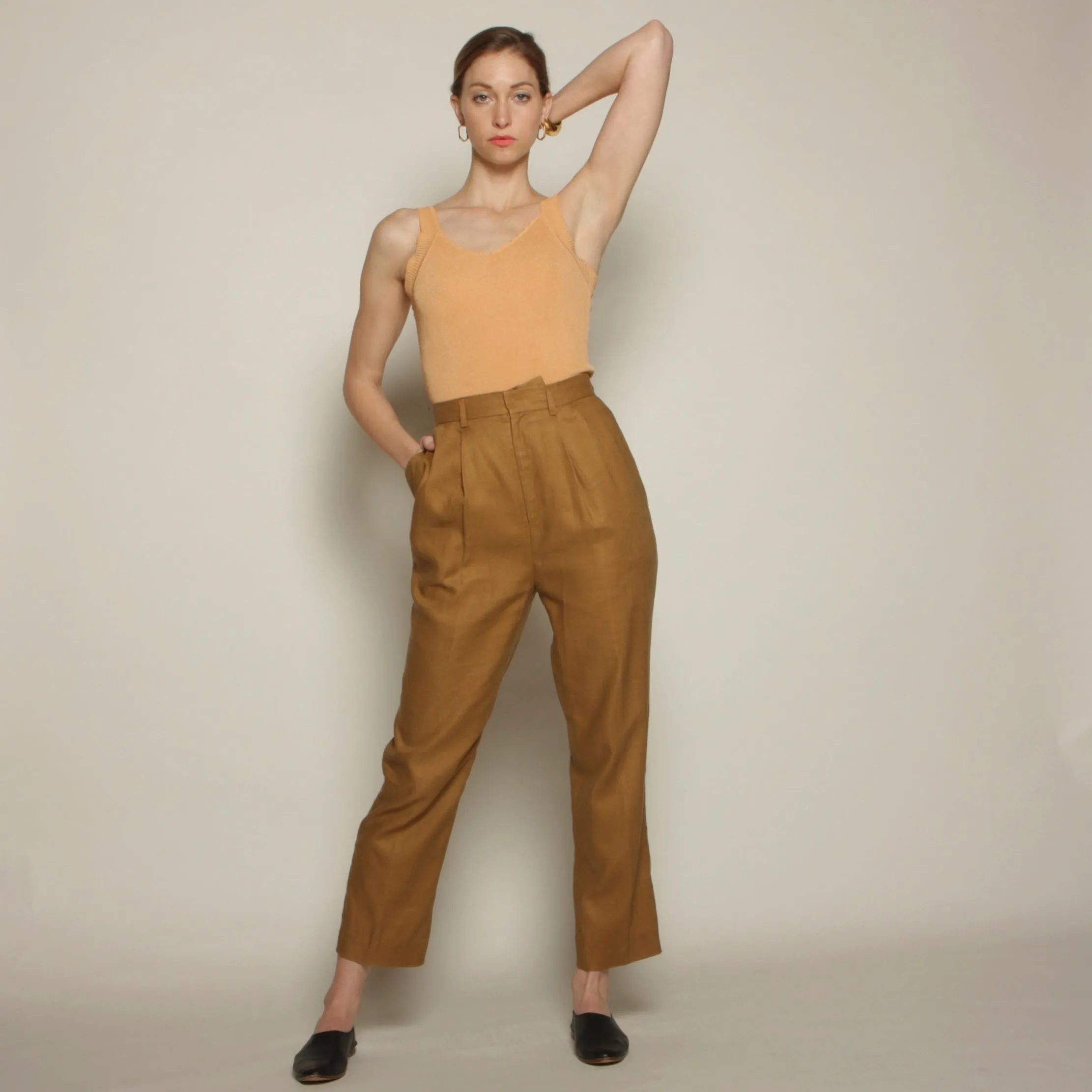 Vintage 80's Ochre Linen Trousers