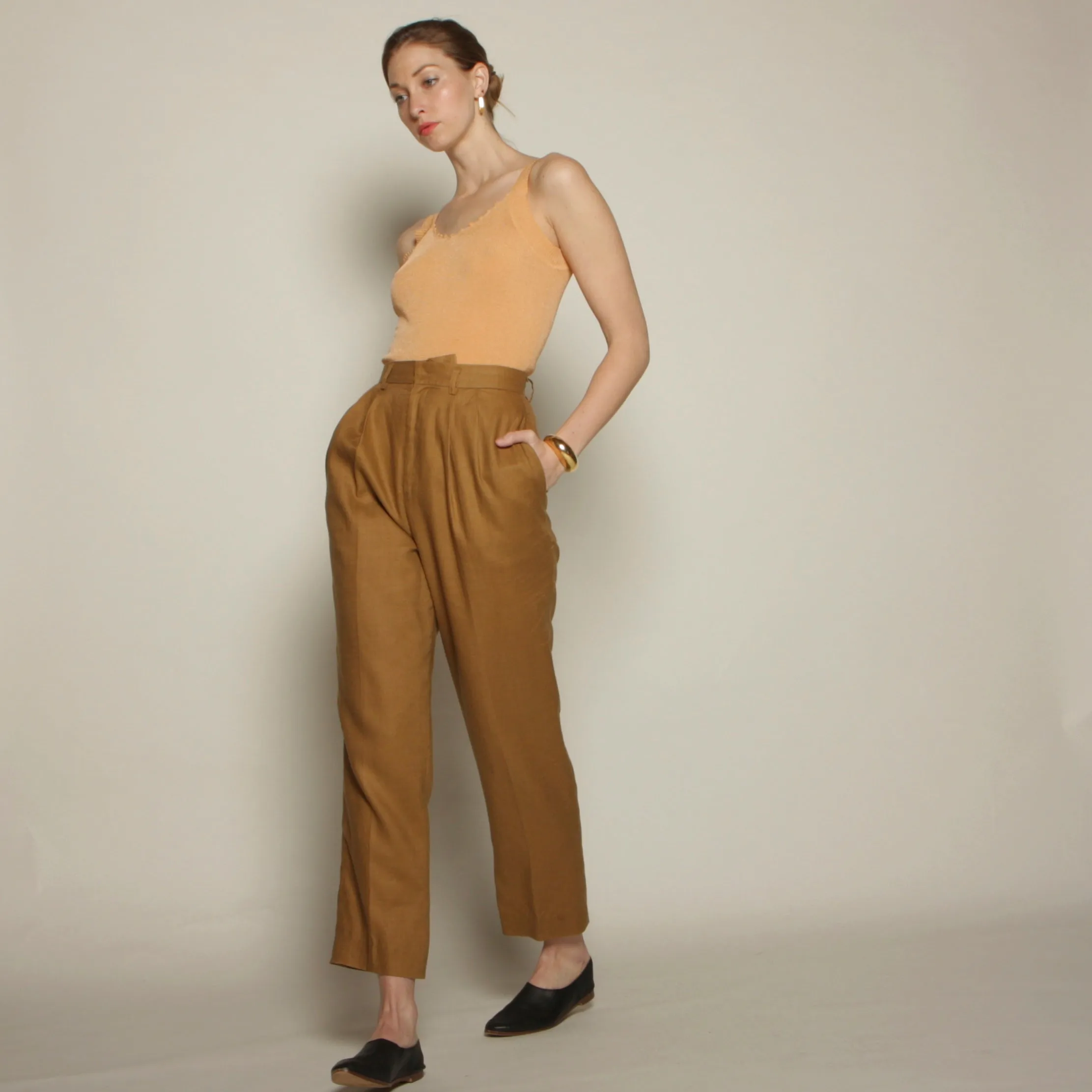 Vintage 80's Ochre Linen Trousers