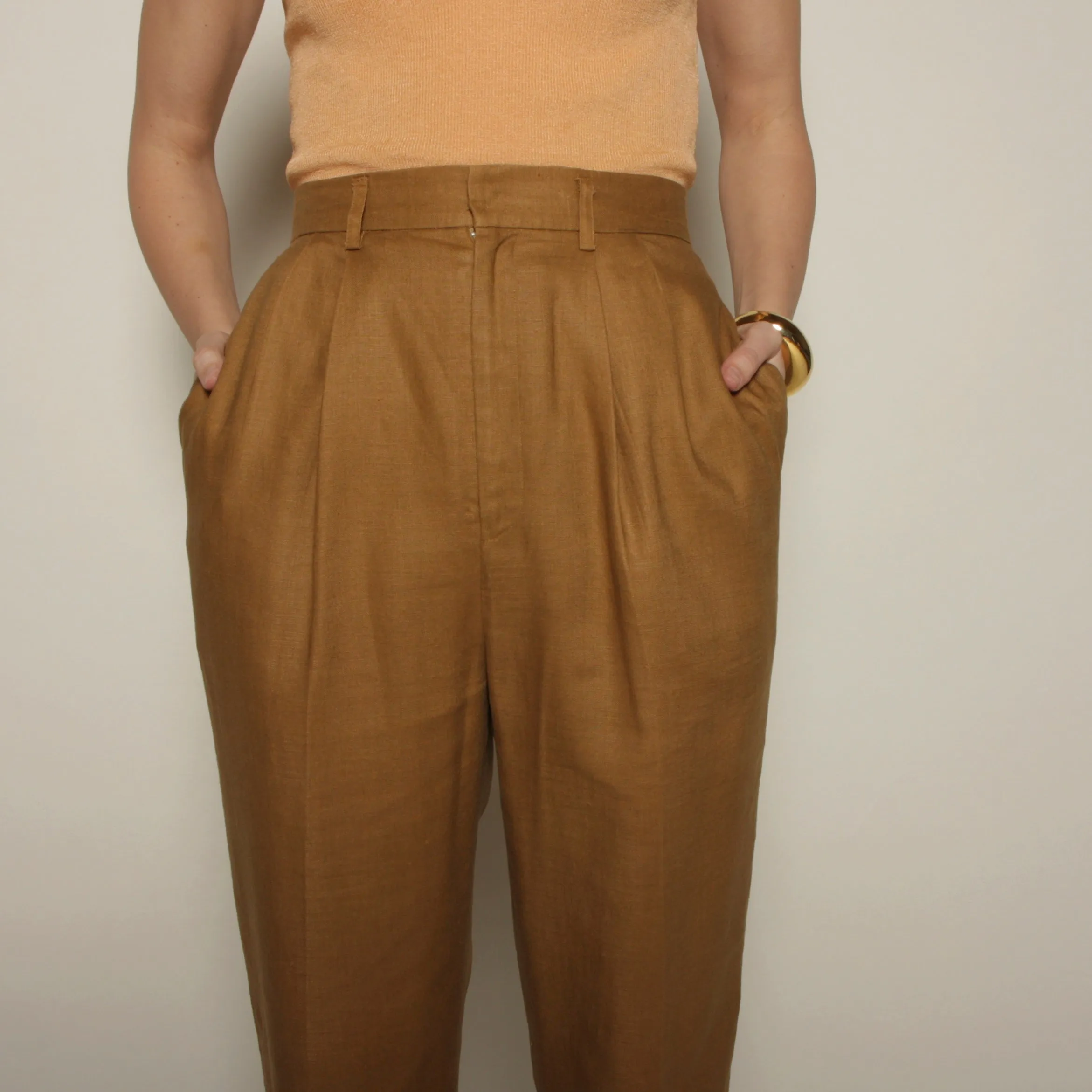 Vintage 80's Ochre Linen Trousers