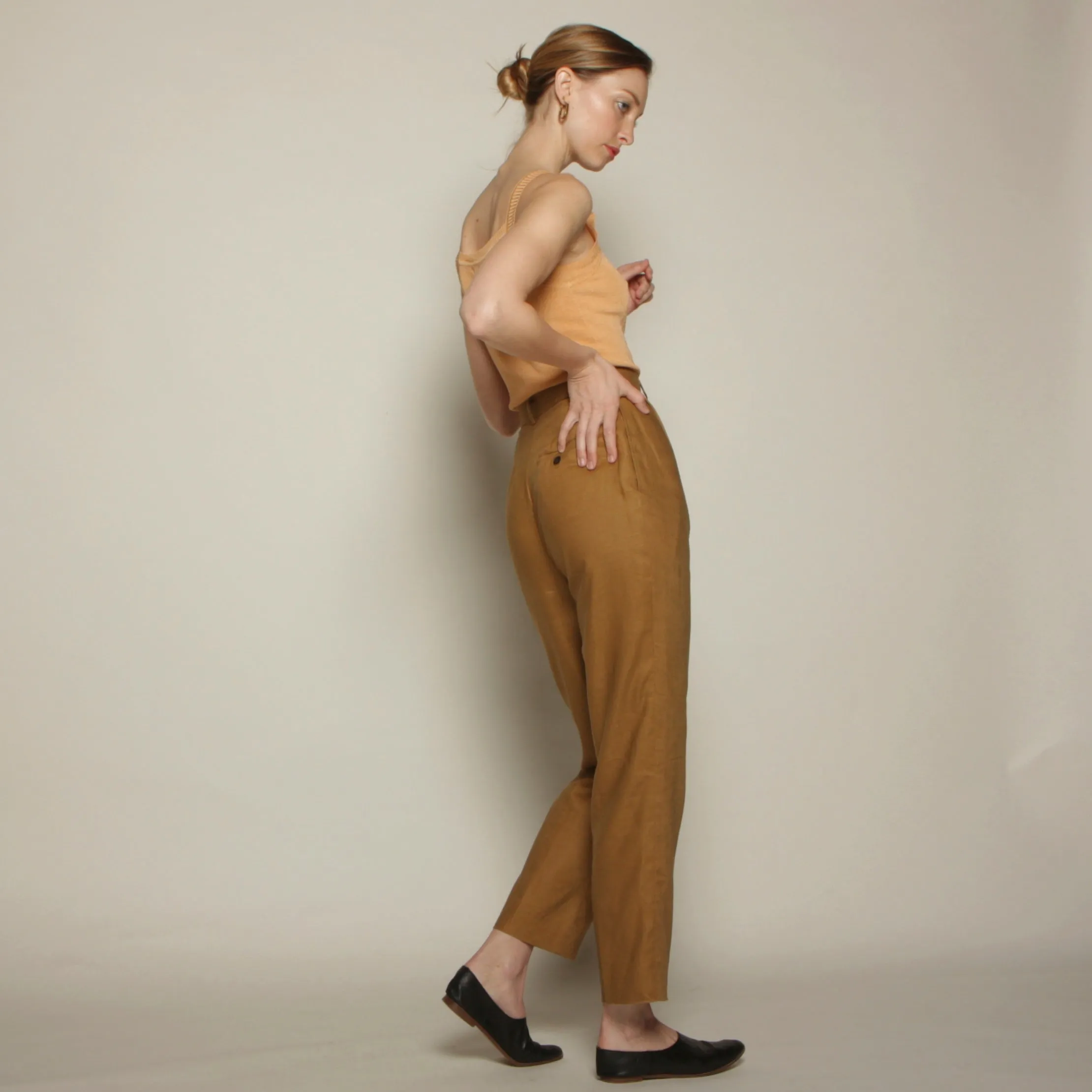 Vintage 80's Ochre Linen Trousers