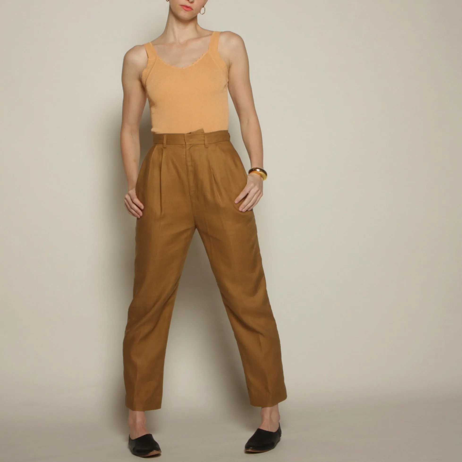 Vintage 80's Ochre Linen Trousers